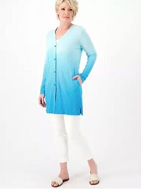 NWT d&co Beach Long Sleeve Button Front Cardigan Size XS Lightweight Cover Up